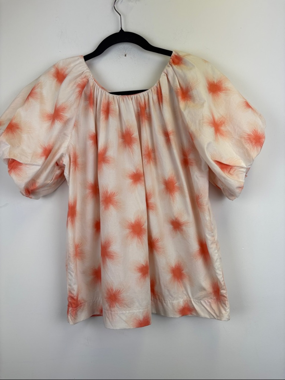 LEVI'S Women's AKIKO Puff Sleeve Blouse *Persimmon STARBURST -Sz Medium